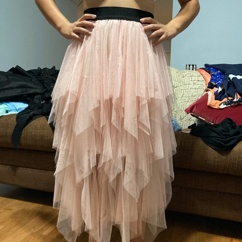 Blush pink tulle layered skirt